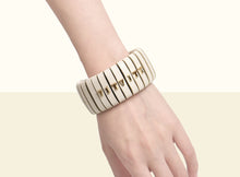 Preorder - Bamboo Calligraphy Bracelet  - Creamy White and Textured Lattice Weave Brown