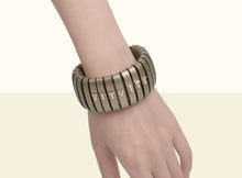 Preorder - Bamboo Calligraphy Bracelet - Gold and Metallic Green